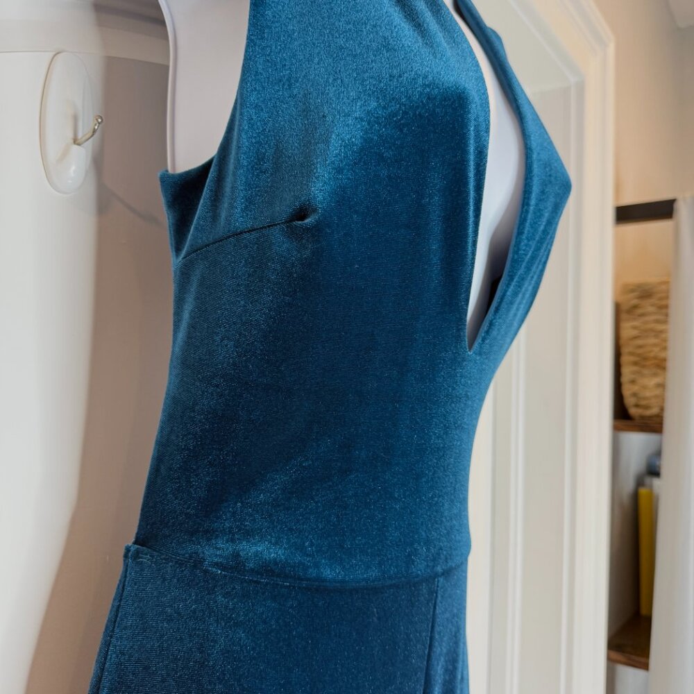 Lulus Teal Velvet Jumpsuit / Romper – Size S - Picture 5 of 7